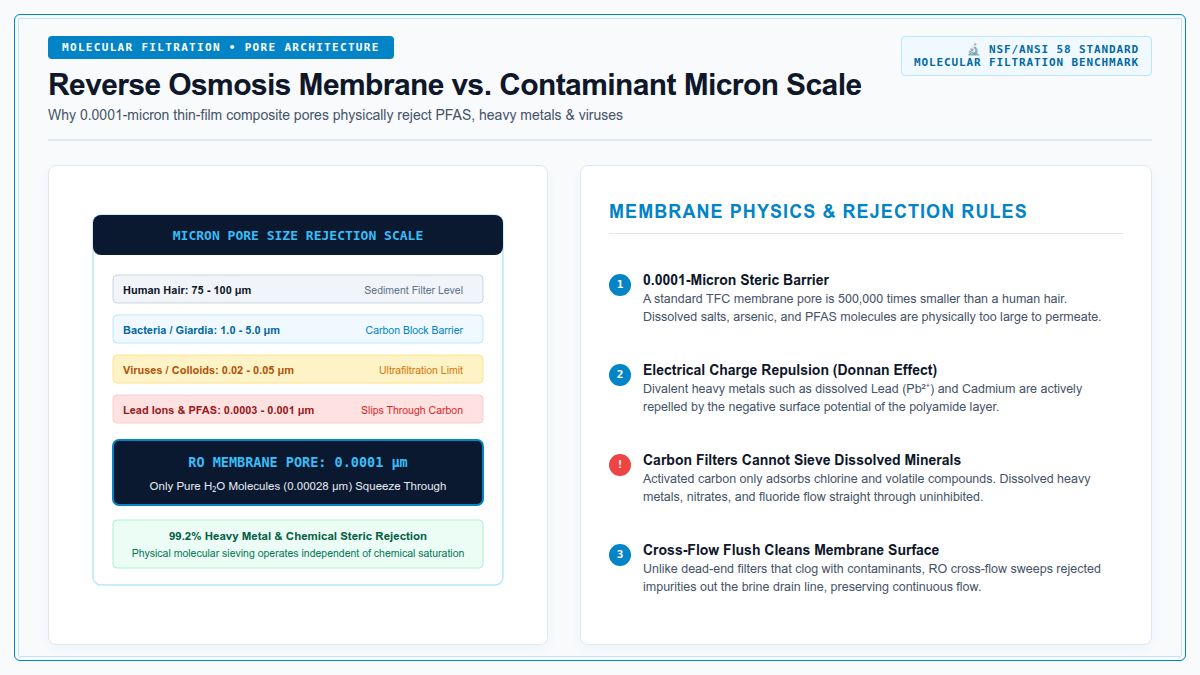 Reverse Osmosis Membrane vs Contaminant Micron Scale Comparison